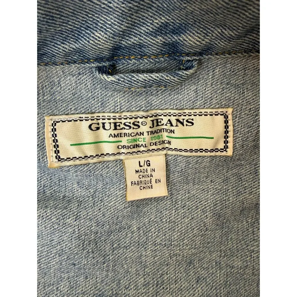 Vintage 90's GUESS Jeans Denim Jacket UNISEX LARGE #0099 - Picture 12 of 12